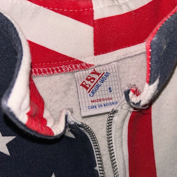 80s Patriotic American Flag 1/4 Zip Sweatshirt - Picture 3 of 4